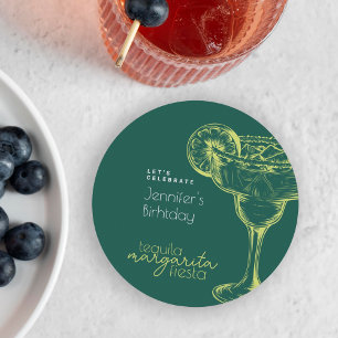 Modern Green Margarita Fiesta Birthday Party Runder Pappuntersetzer