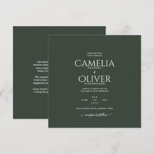 Modern Green Monochrome Wedding Einladung