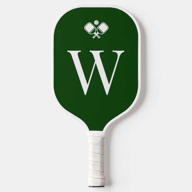 Modern Green Monogrammed Professional Pickleball Schläger (Vorderseite)