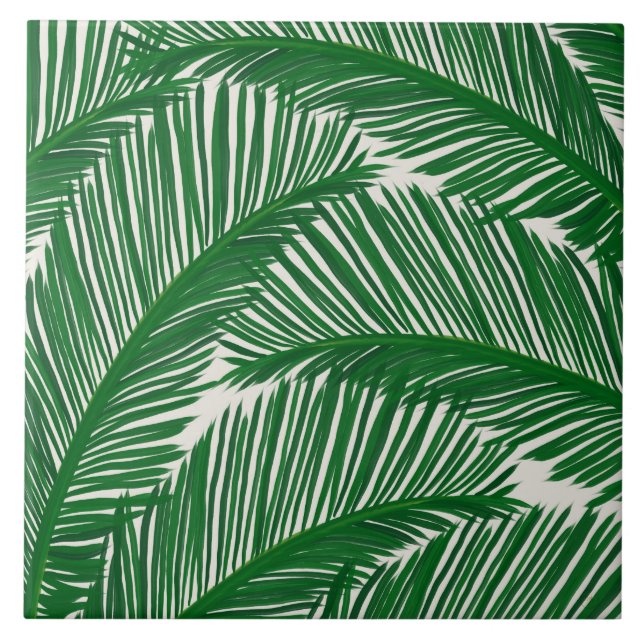 Modern Green Palm Leaf Fliese (Vorderseite)