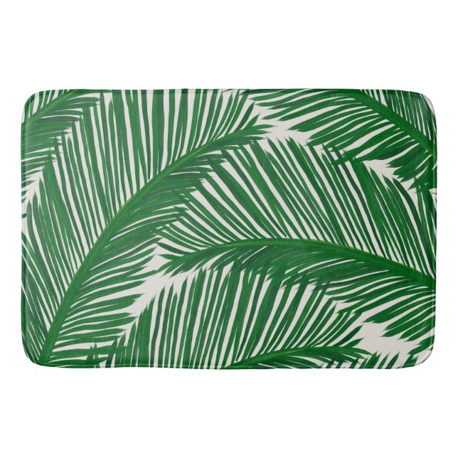 Modern Green Palm Leaf Tropical Pattern Badematte (Vorderseite)