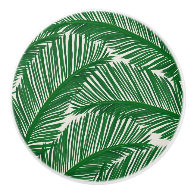 Modern Green Palm Leaf Tropical Pattern Keramikknauf (Vorderseite)