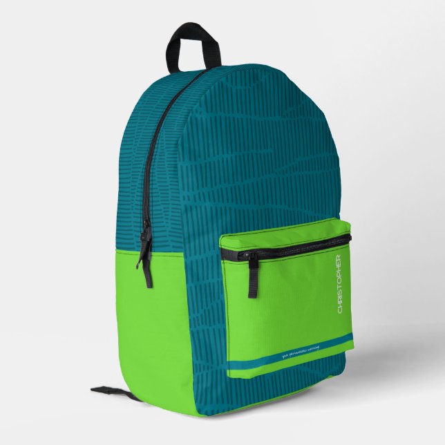 Modern Green Personalisiert Name Bedruckter Rucksack (Rückseitige Ecke links)