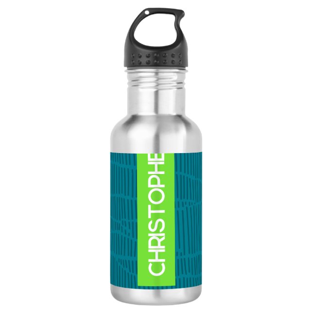Modern Green Personalisiert Name Edelstahlflasche (Vorderseite)