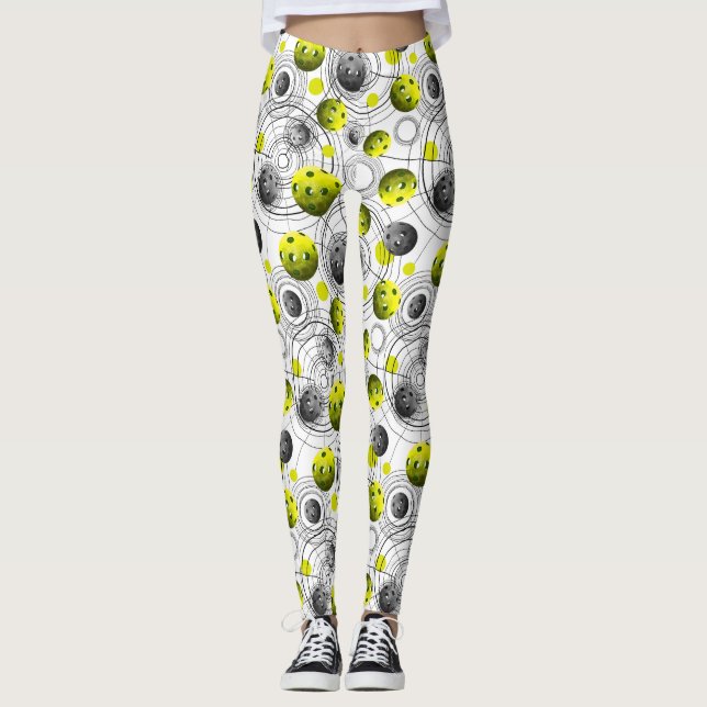 Modern Green Pikcleball Patturn Leggings (Vorderseite)