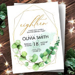 Modern green rustic greenery 18th birthday elegant postkarte<br><div class="desc">Machen Sie Ihre 18. Geburtstagsparty zu einer stilvollen und zeitgenössischen Angelegenheit mit unserer Gold und Green Elegant Floral Girl Einladung! Diese Einladung besticht durch ein wunderschönes Blumendesign in Pastelltönen mit glänzenden Gold- und trendigen Grautönen. Die Pinselskripte und die Kalligraphie verleihen der Touch Eleganz, während die neutralen Farbtöne sie zu einer...</div>