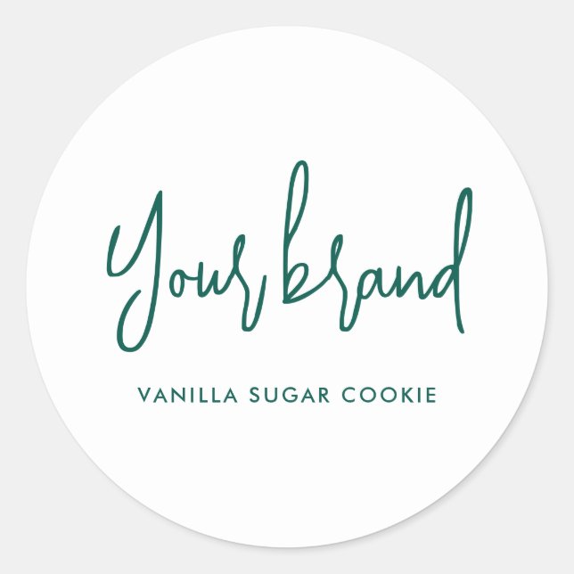 Modern Green Script Candle Product Label Runder Aufkleber (Vorderseite)