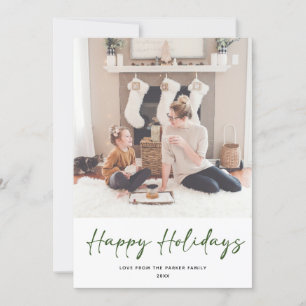 Modern Green Script Foto Minimalistisch Weihnachte Feiertagskarte