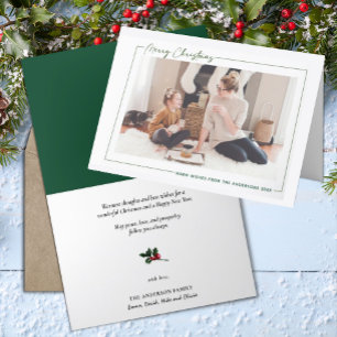 Modern Green Script Foto Minimalistisch Weihnachte Feiertagskarte