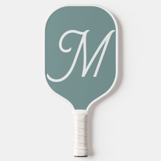 Modern Green Script Monogram Pickleball Schläger (Vorderseite)