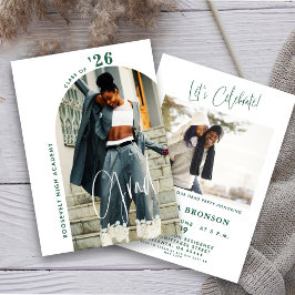 Modern Green Script Photo 2024 Minimal Grad Party Einladung