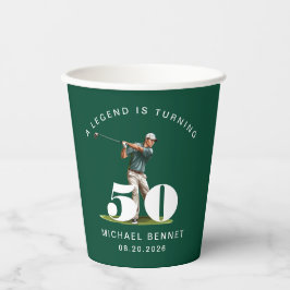 Modern Green Sport Golfer 50th Birthday Pappbecher
