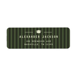 Modern Green Stripes Graduation Return Address