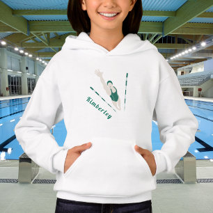 Modern Green Swimmer Illustration Schwimmthema Hoodie