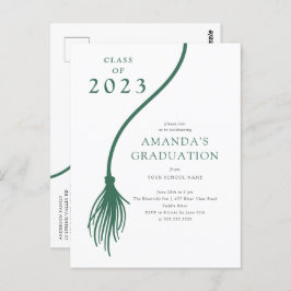 Modern Green Tassel Graduation Party Postcard Postkarte