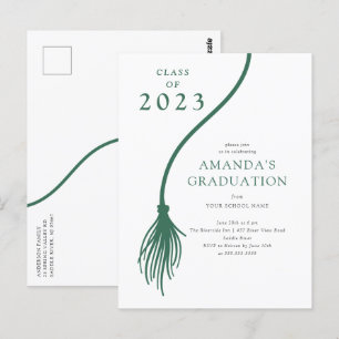 Modern Green Tassel Graduation Party Postcard Postkarte