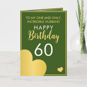 Modern Green und Gold Husband 60. Geburtstag Karte