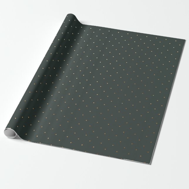 Modern Green und Imitats Gold Polka Dot Weihnachte Geschenkpapier (Ungerollt)