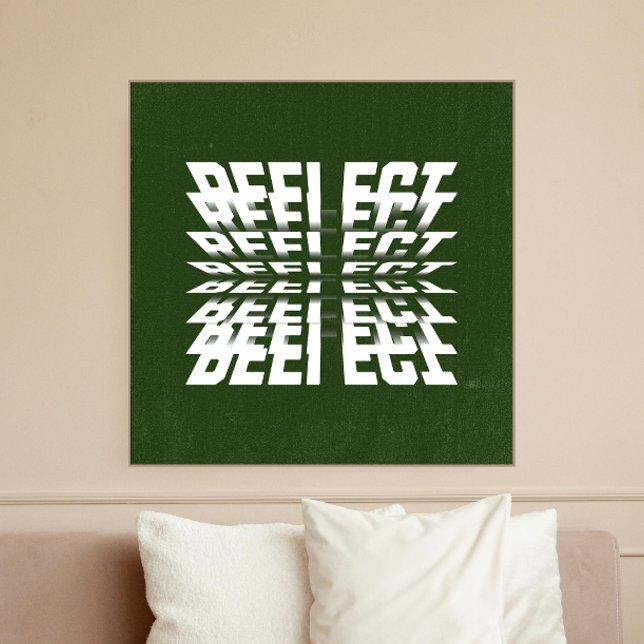 Modern Green Wall Art with Rotating Text - soccer  Fotodruck (REFLECT poster inspired by a soccer field creates a incredible minimalist touch to your space)