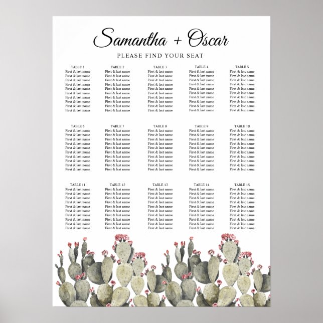 Modern Green Watercolor Cactus Poster (Vorne)