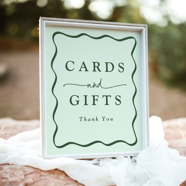 Modern Green Wavy Frame Cards and Gifts Poster (Von Creator hochgeladen)