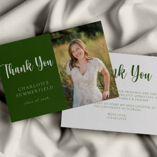 Modern Green White Abschluss Danke Card Einladung