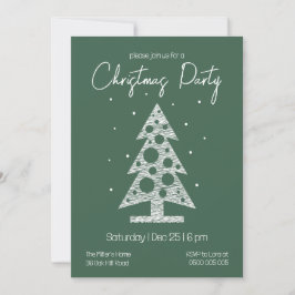 Modern Green & White Christmas Party Invitation Feiertagskarte