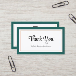 Modern Green White Gold Dankeschön Card Visitenkarte
