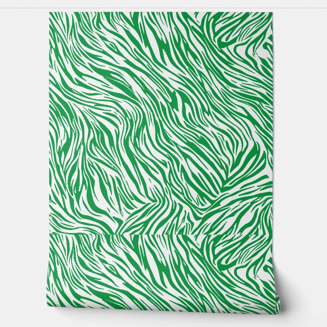 Modern Green Zebra Print Tapete (Abrollen)