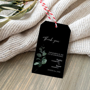 Modern Greenery Black Wedding Vielen Dank für Ihr Geschenkanhänger