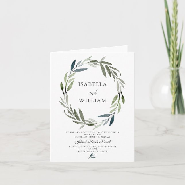 Modern Greenery Boho Wedding Einladung (Vorderseite)