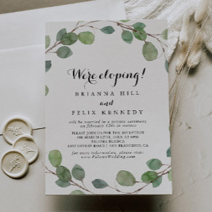 Modern Greenery Calligraphy Elopement Empfang Einladung