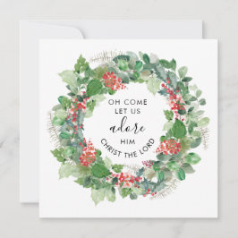 Modern Greenery Come Let Us Adore Him Religious  Feiertagskarte