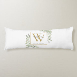 Modern Greenery Gold Monogramm Seitenschläferkissen