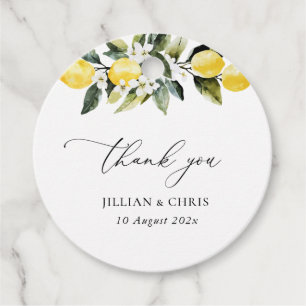 Modern Greenery Lemon Floral Wedding Vielen Dank Geschenkanhänger