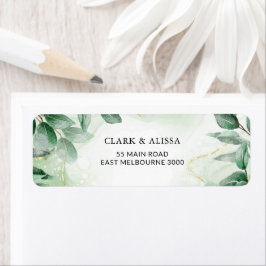 Modern Greenery Watercolor Foliage Address Label