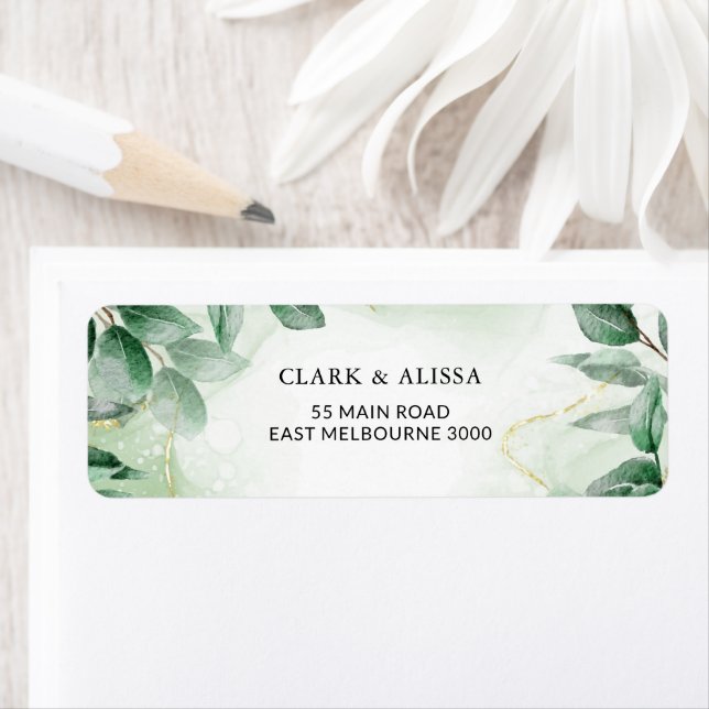 Modern Greenery Watercolor Foliage Address Label (Insitu)