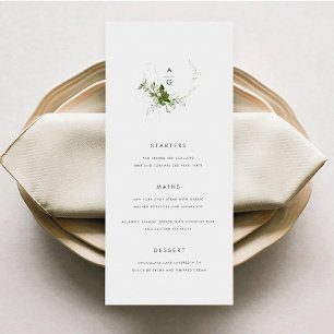 Modern Greenery Wedding Menu Card Menükarte