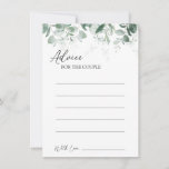 Modern Greenery White Wedding Advice Card Hinweiskarte<br><div class="desc">Dieses moderne weiße Hochzeitsratgeber-Design im Grünen zeichnet sich durch einen leichten Mix aus und passt sich den schwarz-weißen Stilrichtungen an. Freuen Sie sich auf zarte, grüne Elemente, die einen anmutigen blühte um eine einfache, raffinierte Typografie und eine liebliche Kalligraphie-Schrift ergänzen. Die Aquarelltöne und andere botanische Blätter gehen wunderschön durcheinander, mit...</div>