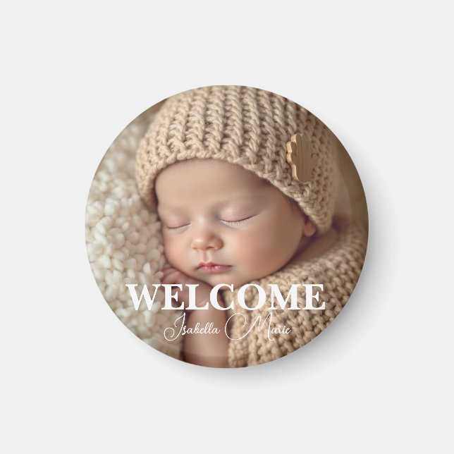  Modern Grey and White Photo Birth Announcement Magnet (Vorne)