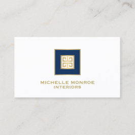 Modern griechisches Key Designer Logo Gold/Navy Bl Visitenkarte