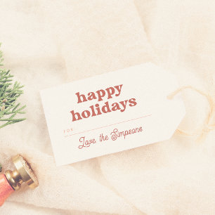 Modern Groovy Happy Holidays Weihnachten Geschenkanhänger