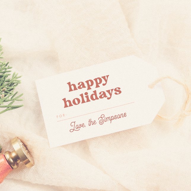 Modern Groovy Happy Holidays Weihnachten Geschenkanhänger (Von Creator hochgeladen)