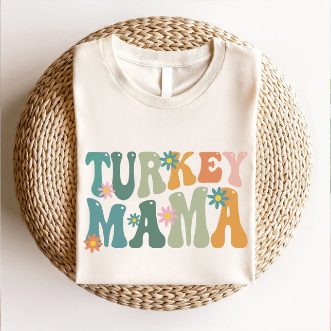 Modern Groovy Turkey Mama Erntedank T-Shirt (Modern Groovy Turkey Mama Thanksgiving T-Shirt)