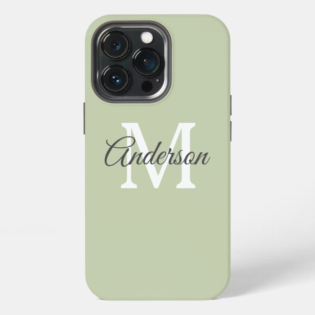 Modern Grün | Persönliche Initiale  iPhone Hülle (Hinten)