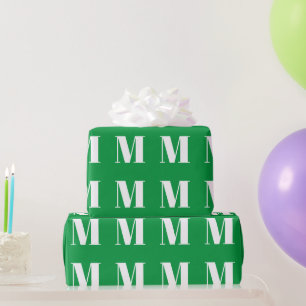 Modern-grün-weiß-Anfangsbuchstaben Geschenkpapier