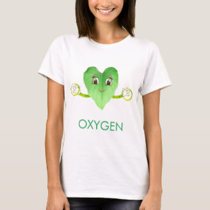 Modern Grüne Glückliche Herz Blatt T-Shirt