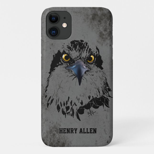 Modern Grunge Black Gray Osprey King of Birds Case-Mate iPhone Hülle (Rückseite)