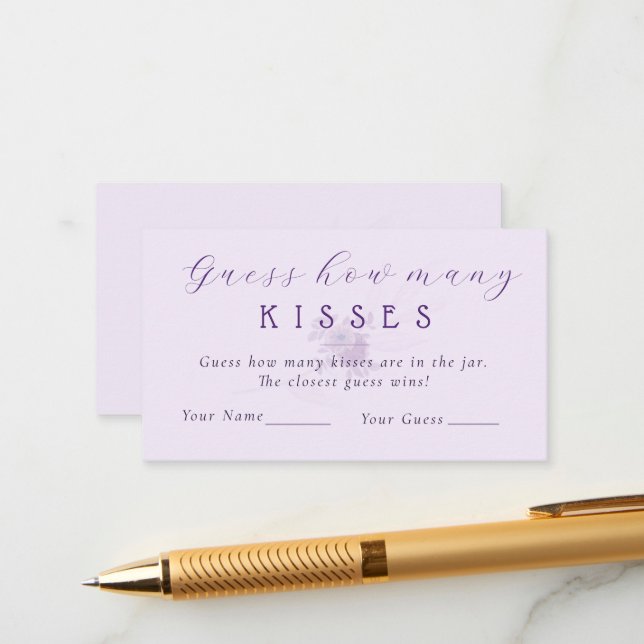 Modern Guess How Many Kisses Bridal Shower Game Begleitkarte (Vorderseite/Rückseite Beispiel)