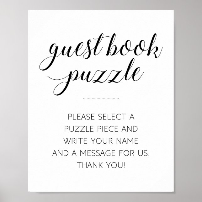 Modern Guest Book Puzzle Wedding Sign Poster (Vorne)